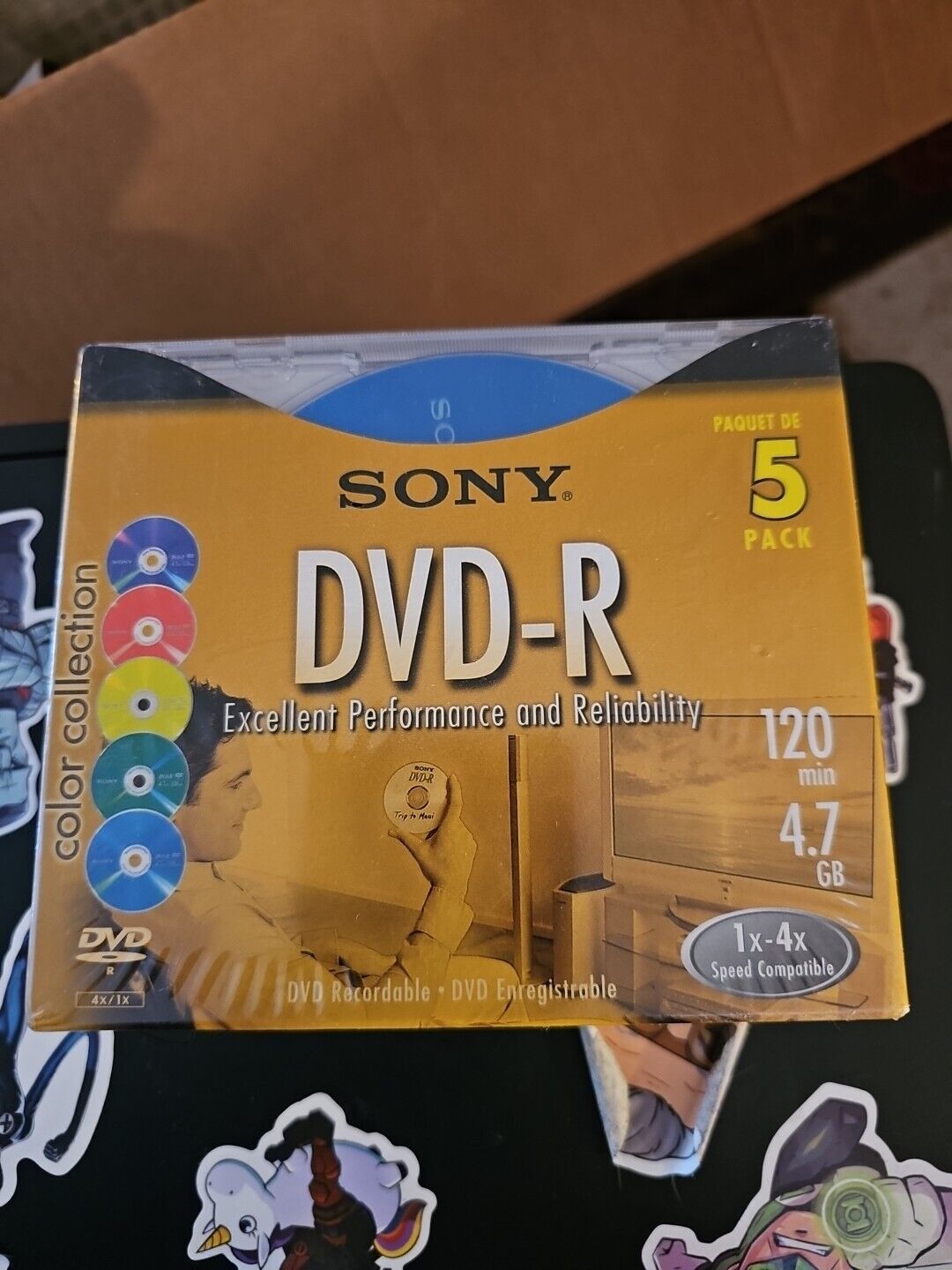 SONY DVD-R Color Collection 5 Pack 1x - 4x speed Recordable w/ Jewel Case NEW