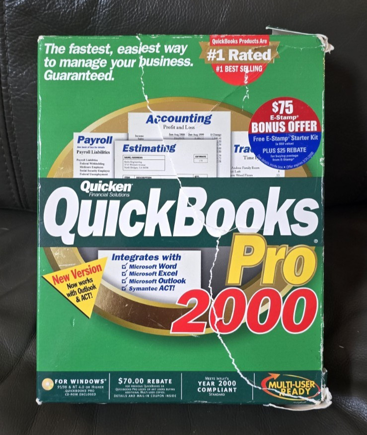 Intuit QuickBooks Pro 2000 Windows Quicken Financial Accounting Software