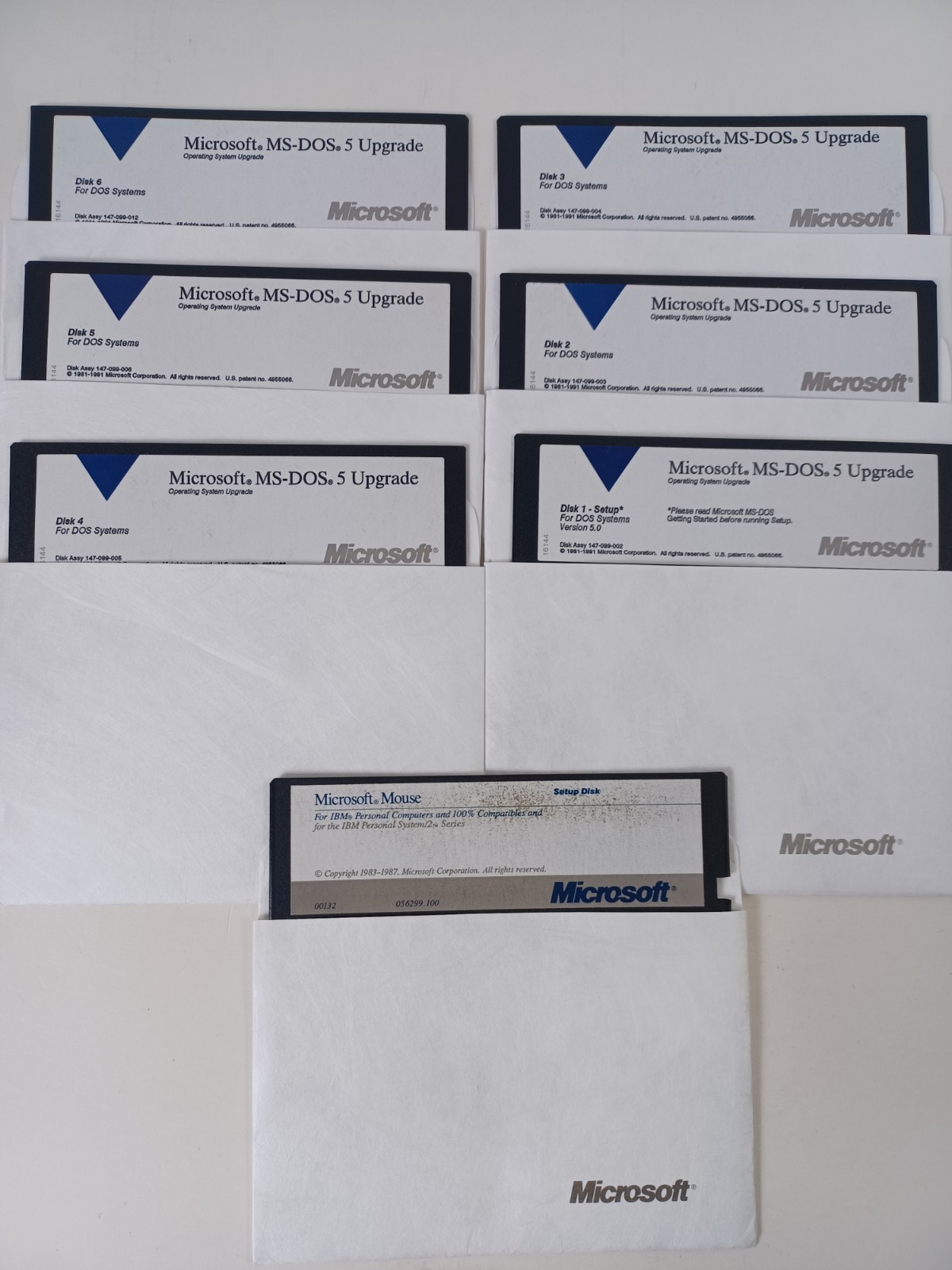 Vintage Microsoft MS-DOS 5 Upgrade 5.25" (6) Floppy Disks + Mouse Setup Disk