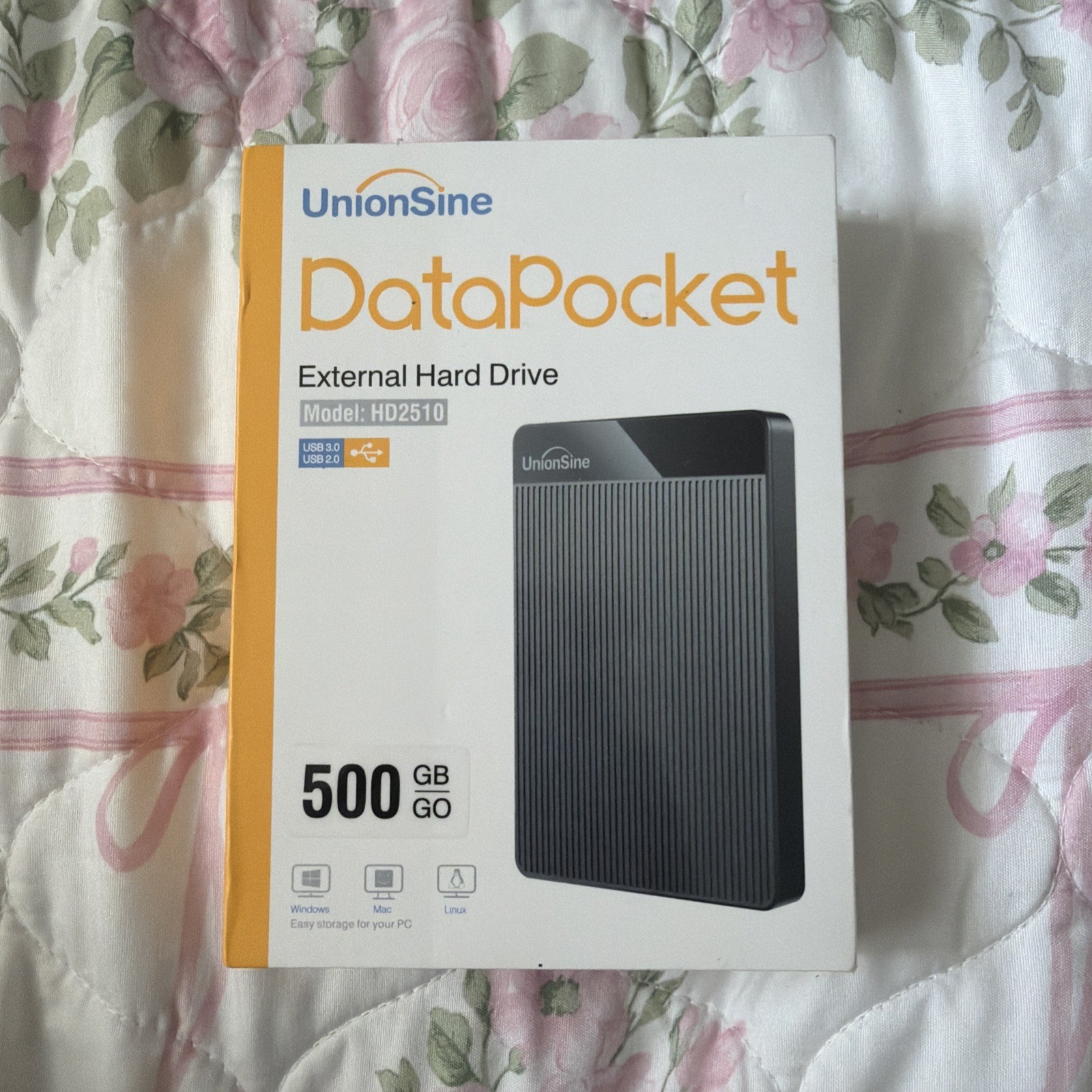 UnionSine DataPocket HD2510 500GB USB 3.0/2.0 External HDD Hard Drive PINK