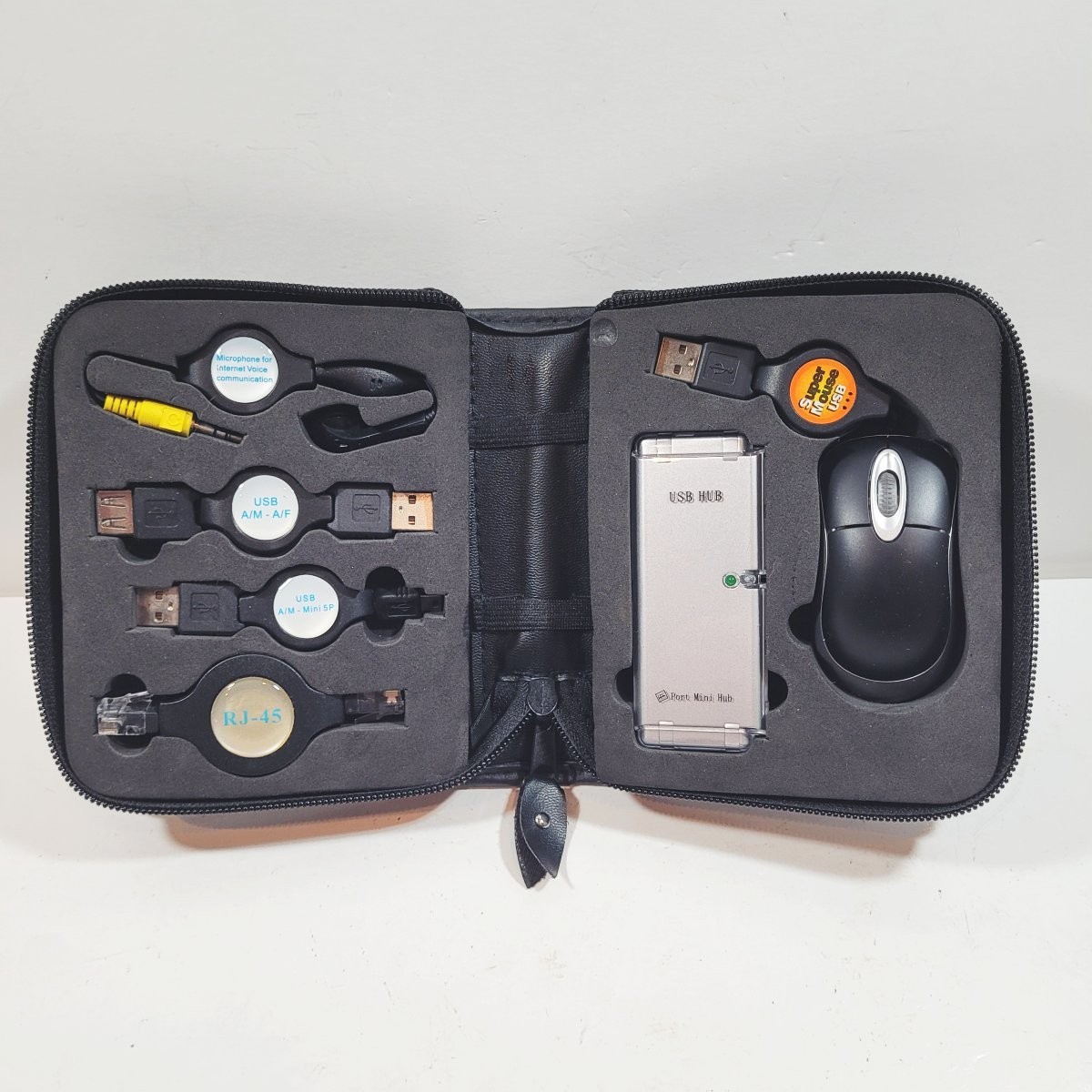 Vintage Y2K Computer Travel Kit Retractable Mini Mouse USB Hub RJ45 Retro Tech