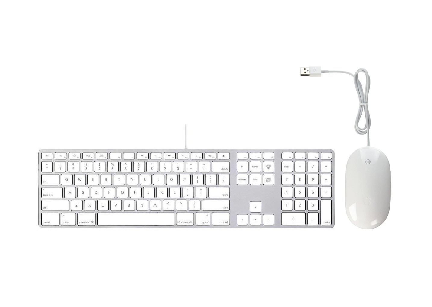 Apple Wired USB Mighty Mouse + Keyboard Bundle White A1152 / A1243