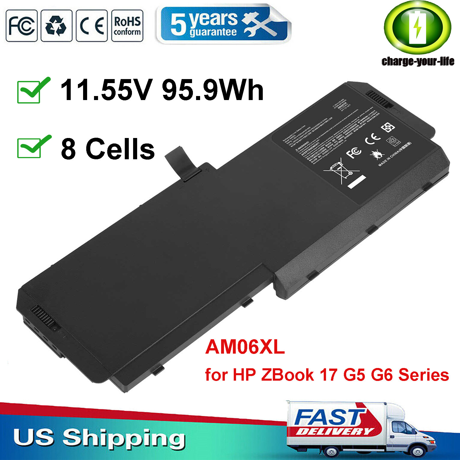 Replacement AM06XL Battery for HP ZBook 17 G5 17 G6 Series HSTNN-IB8G L07350-1C1