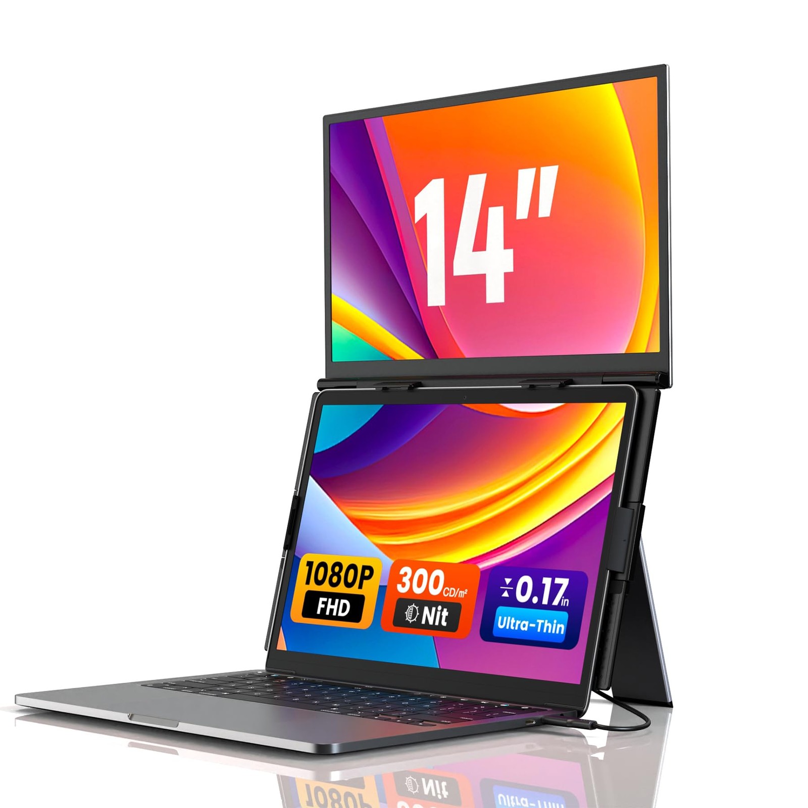 SMISEACOW Laptop Screen Extender 14" for 13-17.3'' Laptops, Portable Dual Mon...