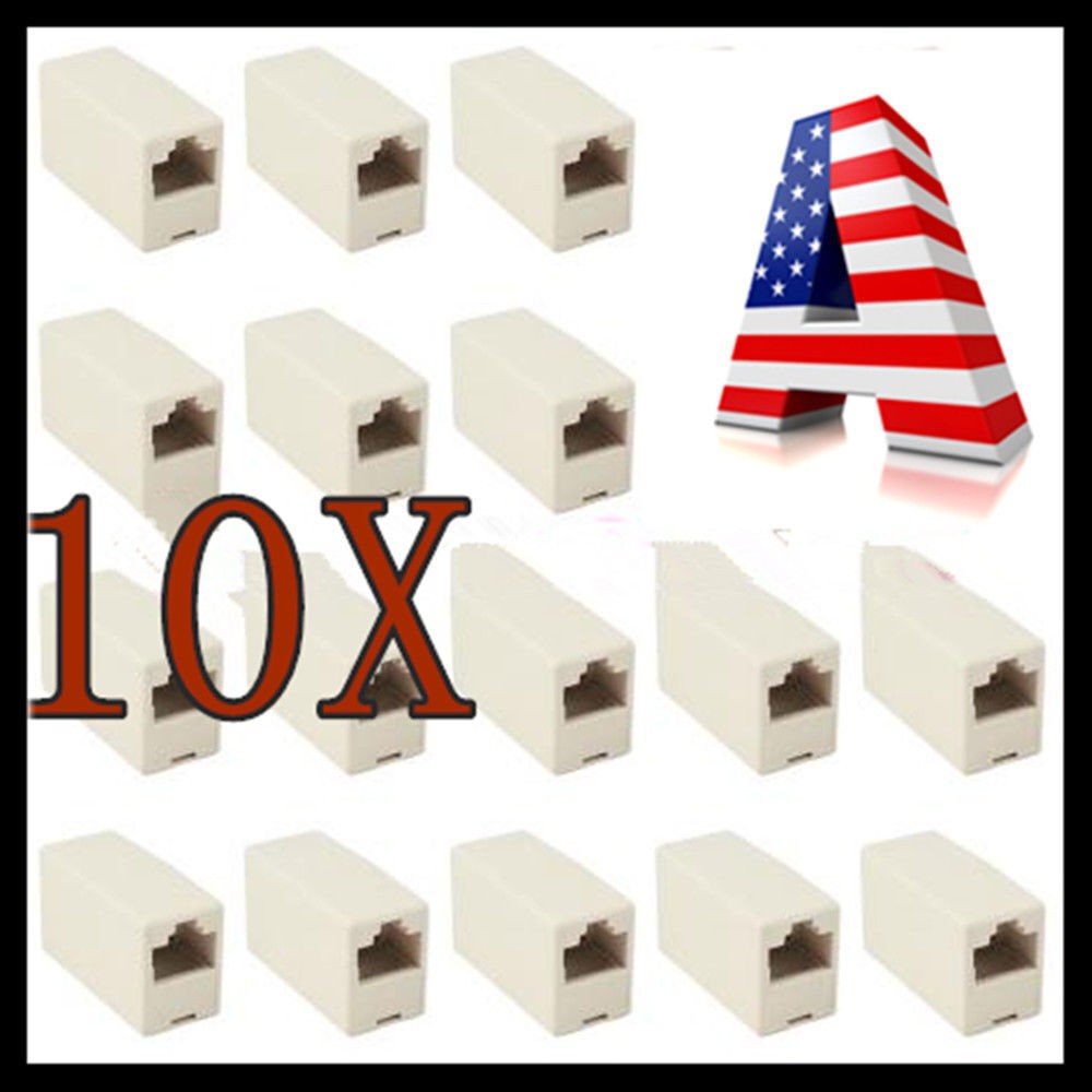 10Pcs/Set CAT5e RJ45 Female to Female Inline Coupler Joiner Connector CAT5 PACK