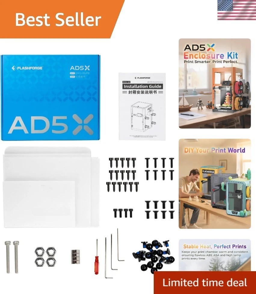 DIY AD5X Enclosure for 3D Printers - Optimal Noise & Odor Control, 15.51x13.43