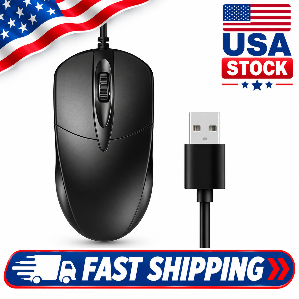 Share USB 2.0 Optical Wired Scroll Wheel Mouse PC Laptop Notebook Desktop Black 