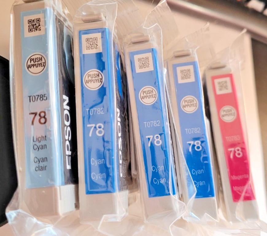 5 Genuine Epson 78 Ink Cartridges NEW SEALED (3) Cyan (1) Light Cyan (1) Magenta