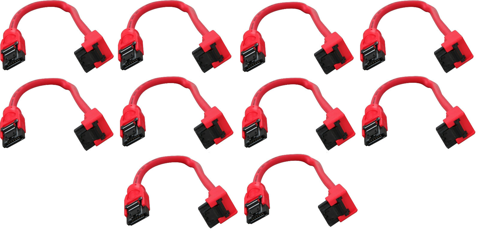 10x 27" Inch 70cm Red SATA 3 III Round SSD Data Cable Straight to Rt Angle