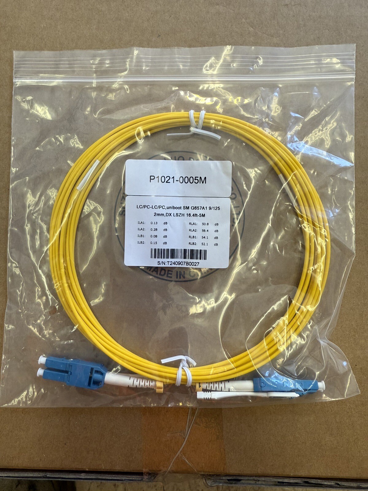 5m LC-LC Duplex 9/125 Singlemode Fiber Optic Patch Cable Yellow 16.4 ft - 5m