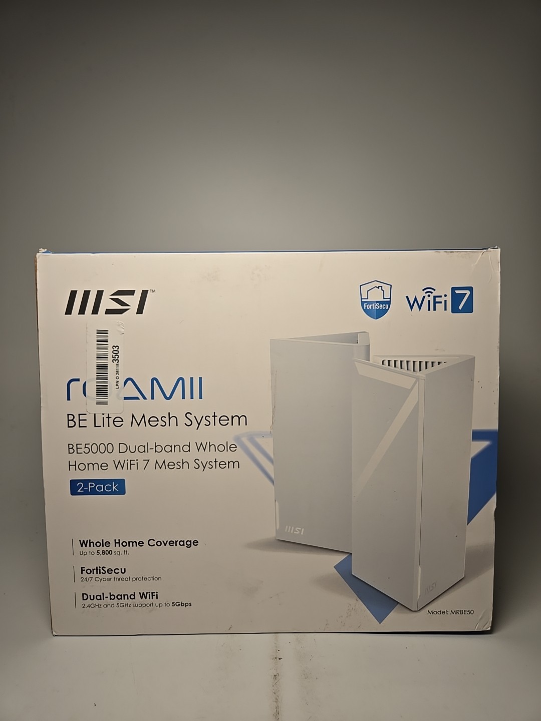 MSI Roamii 2 pack MRBE50 Wireless Mesh System 8k Streaming MLO 4K-QAM