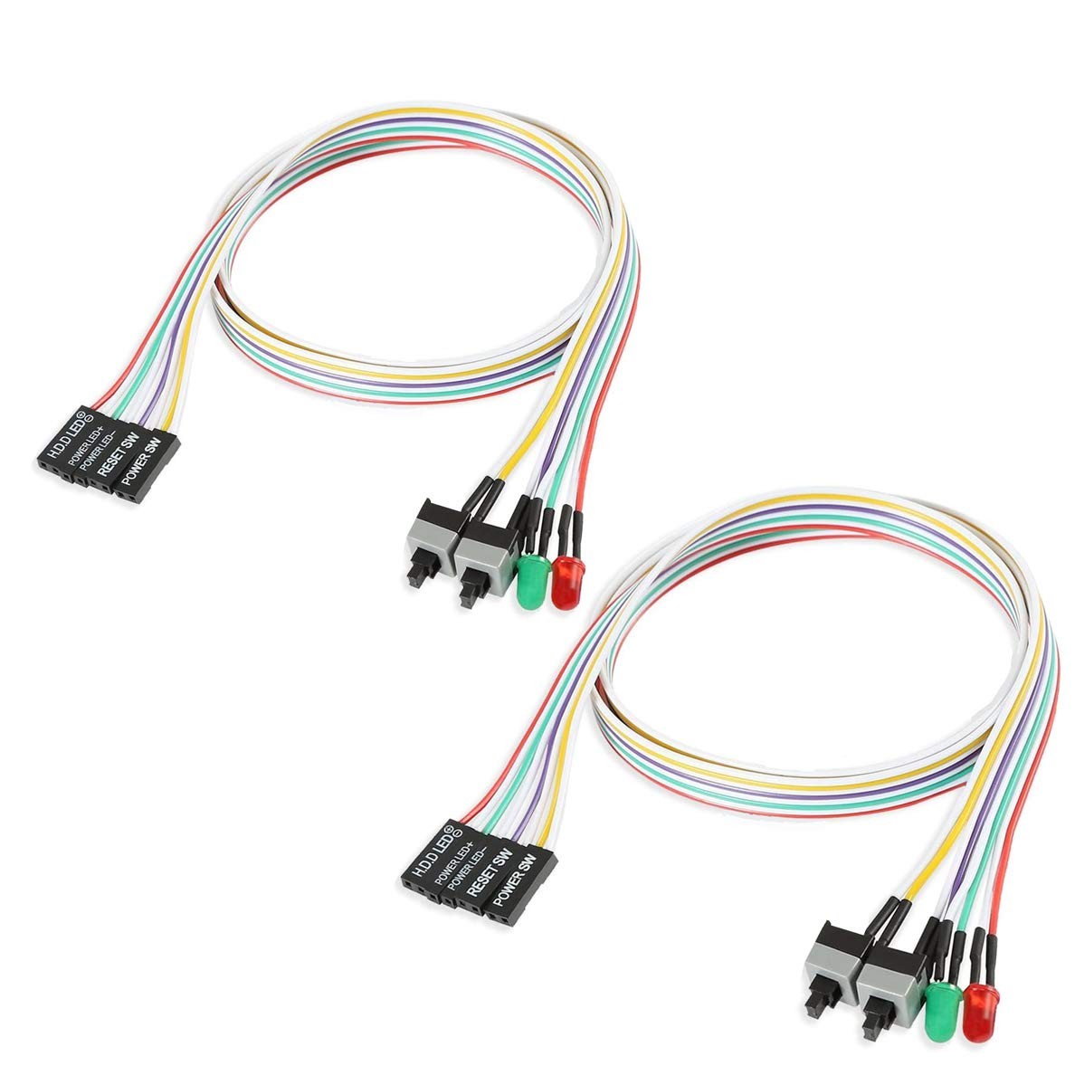 ATX Power Switch 2-Pack with LED Light Reset Cable Computer Case Power On Off