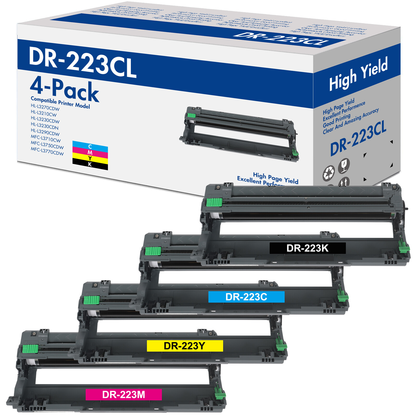 4PACK DR223 Drum Unit Compatible With Brother HL-L3270CDW MFC-L3710CW TN227