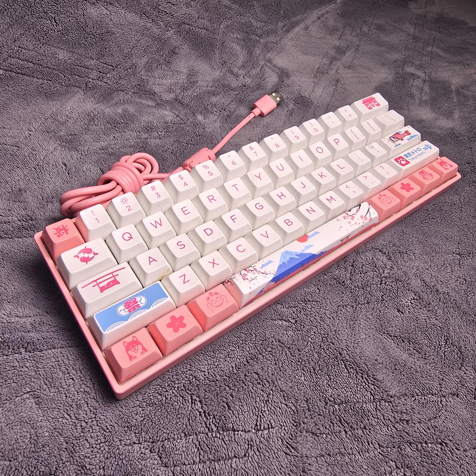 Akko 3061 60% Mechanical Keyboard Pink USB Wired QWERTY Tokyo Metro Gaming PC