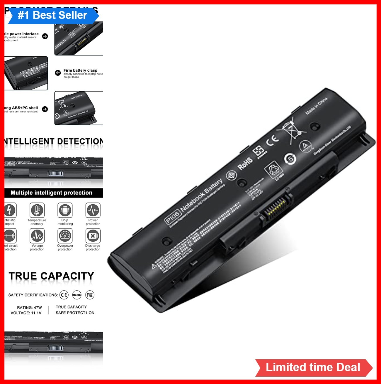 Laptop Battery 11.1V 4400mAh 6 Cell Lithium Ion for HP Envy Pavilion TouchSmart