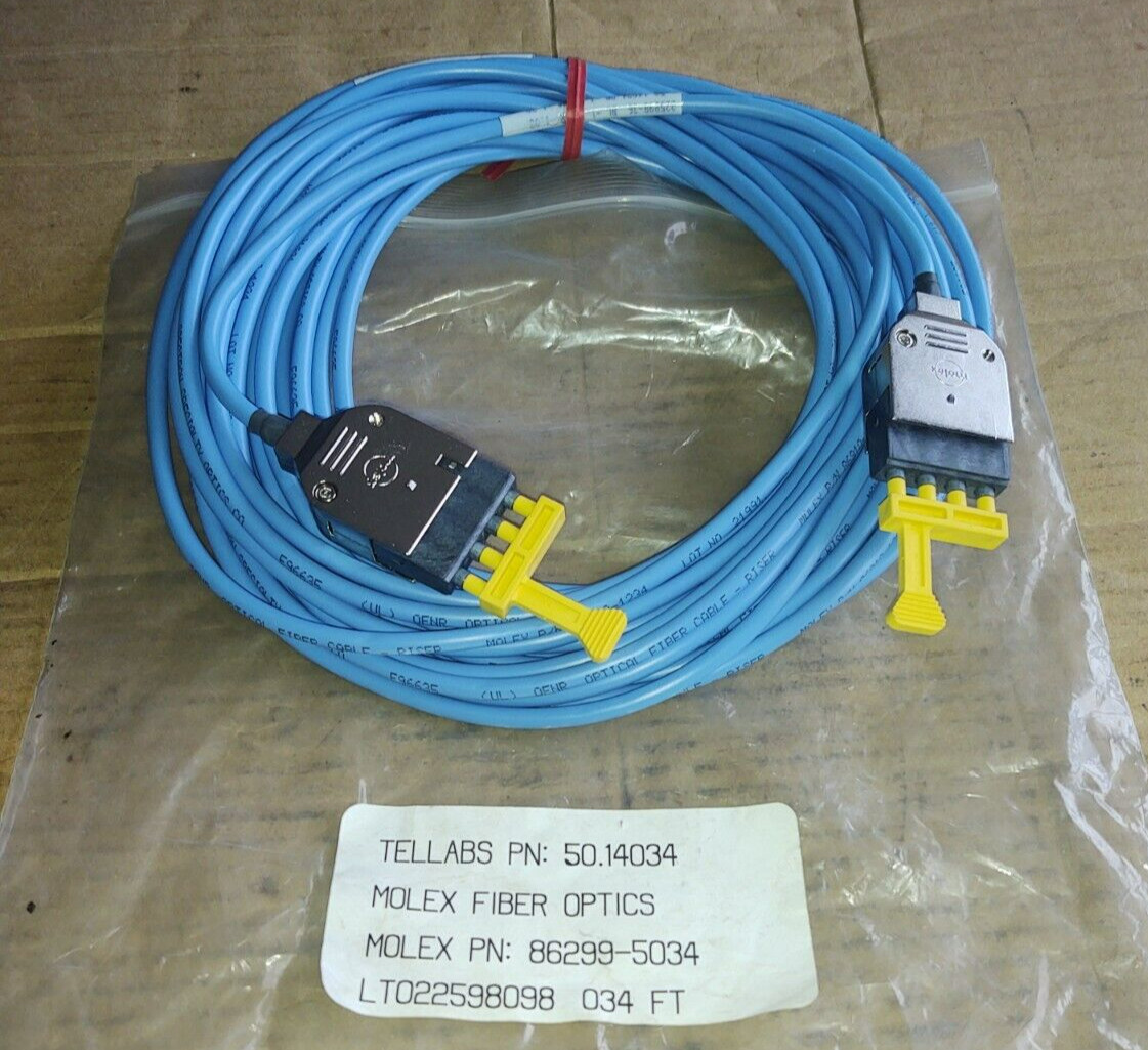 Molex Fiber Optics Cable 34' Feet Tellabs PN: 50.14034 Blue
