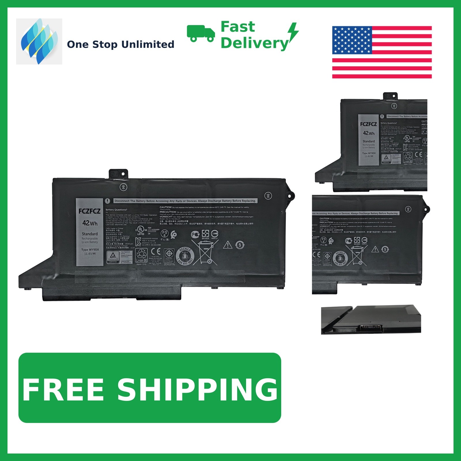 FCZFCZ WY9DX Battery Replacement for Dell Latitude 14 5420 / Latitude 15 5520...