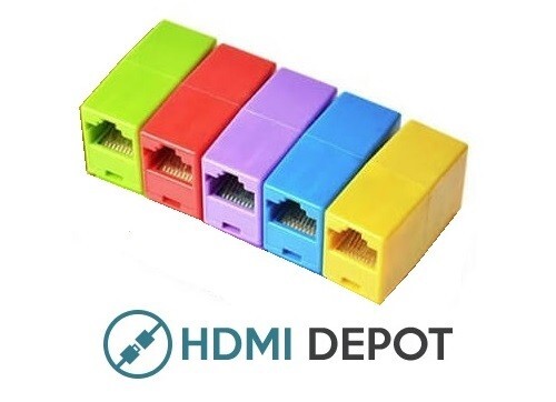 RJ45 Female to Female Coupler 5 PACK - Multi Color UTP Extension Plug CAT6 Cable