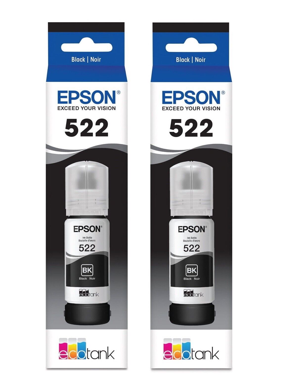 Epson 522 EcoTank Genuine Ink Ultra-high Capacity Black Bottle Twin size 65mlx2