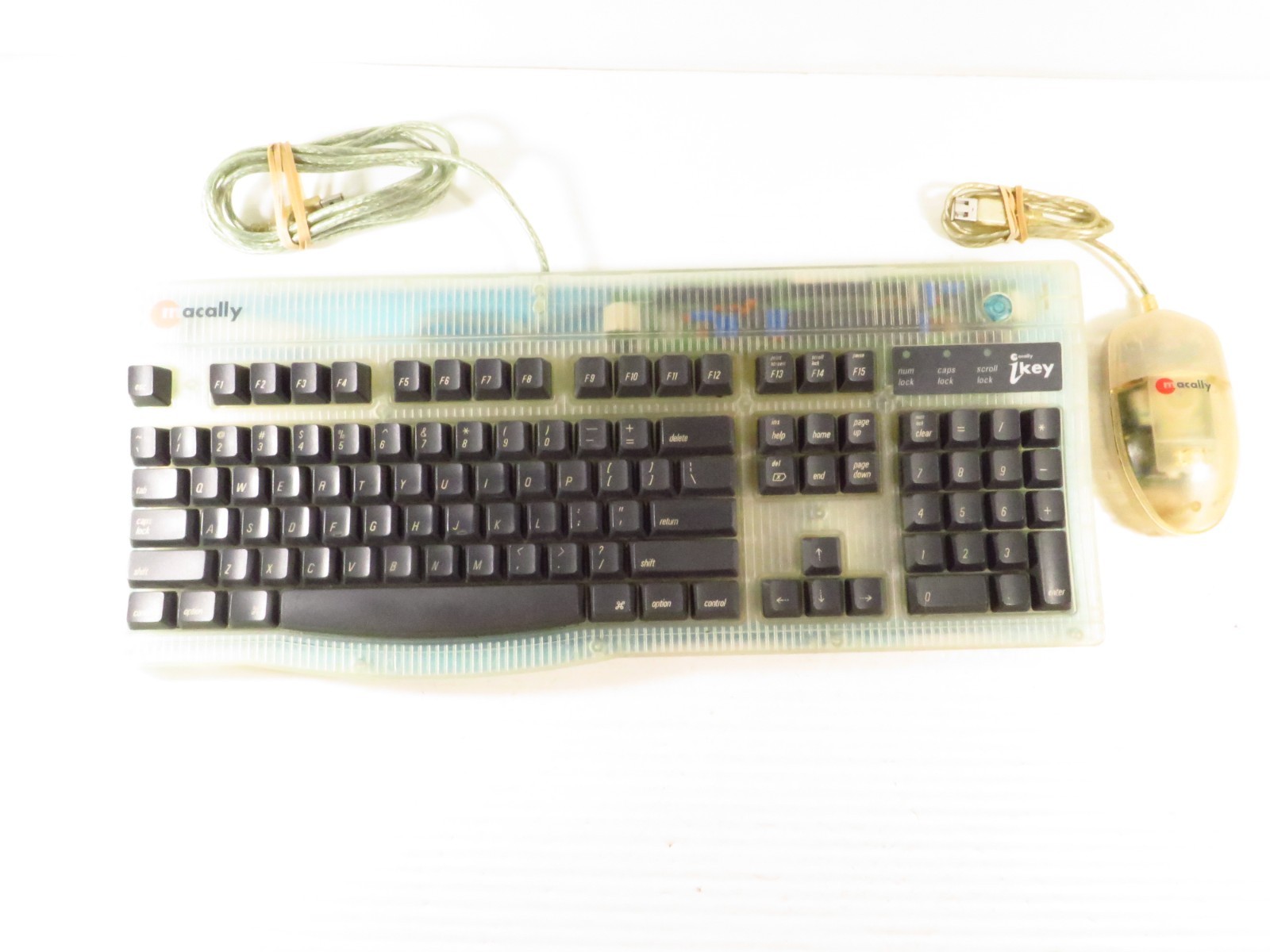 Vintage Rare Macally USB Retro Apple Imouse (Clear) Mouse + iKey Keyboard (Blue)
