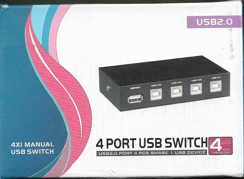USB2.0 4 PORT USB SWITCH 4X1 MANUAL USB SWITCH NIB