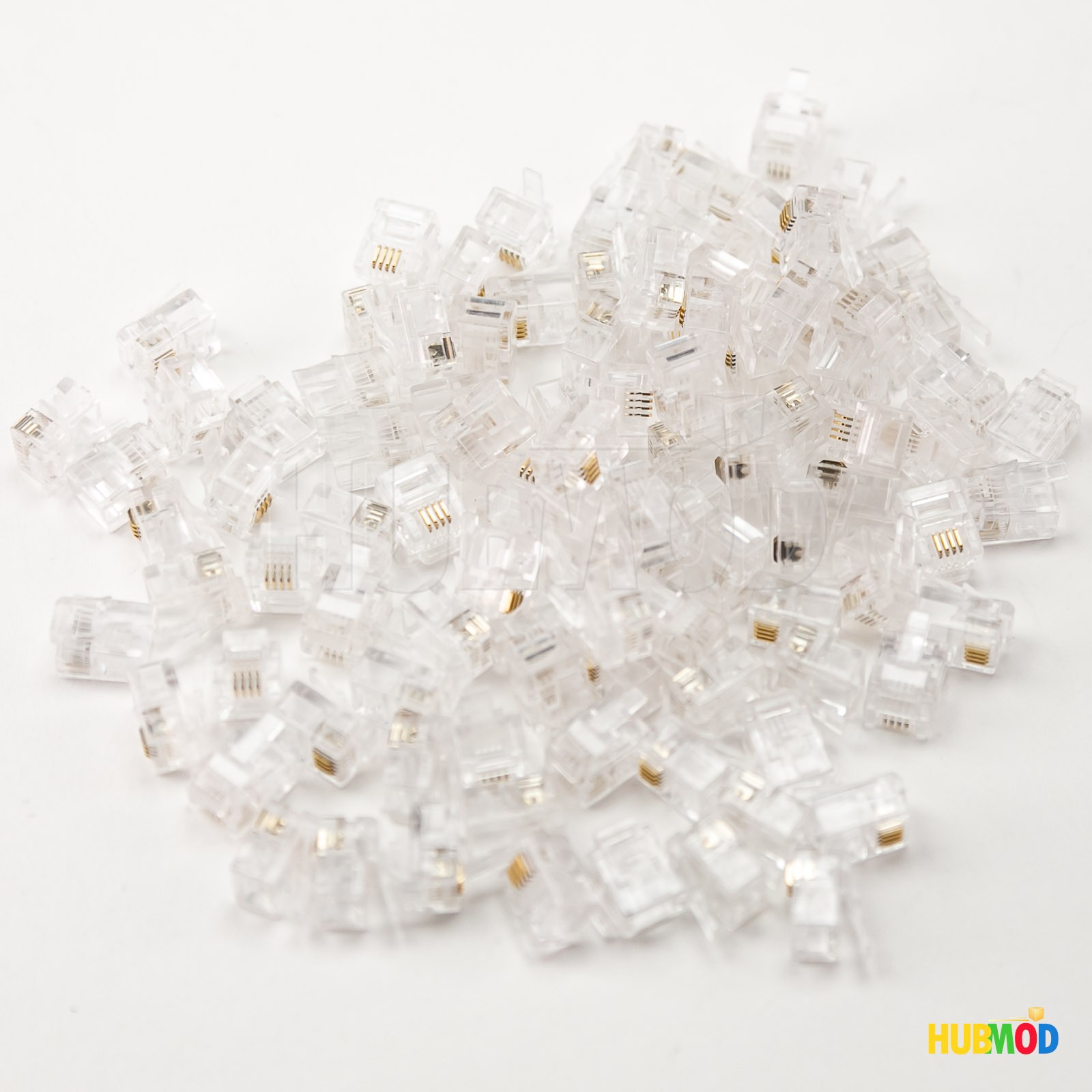 100 x Radio Shack 6P4C 4-Pin RJ11 RJ-11 Modular Telephone Cable Plug Adapter NEW