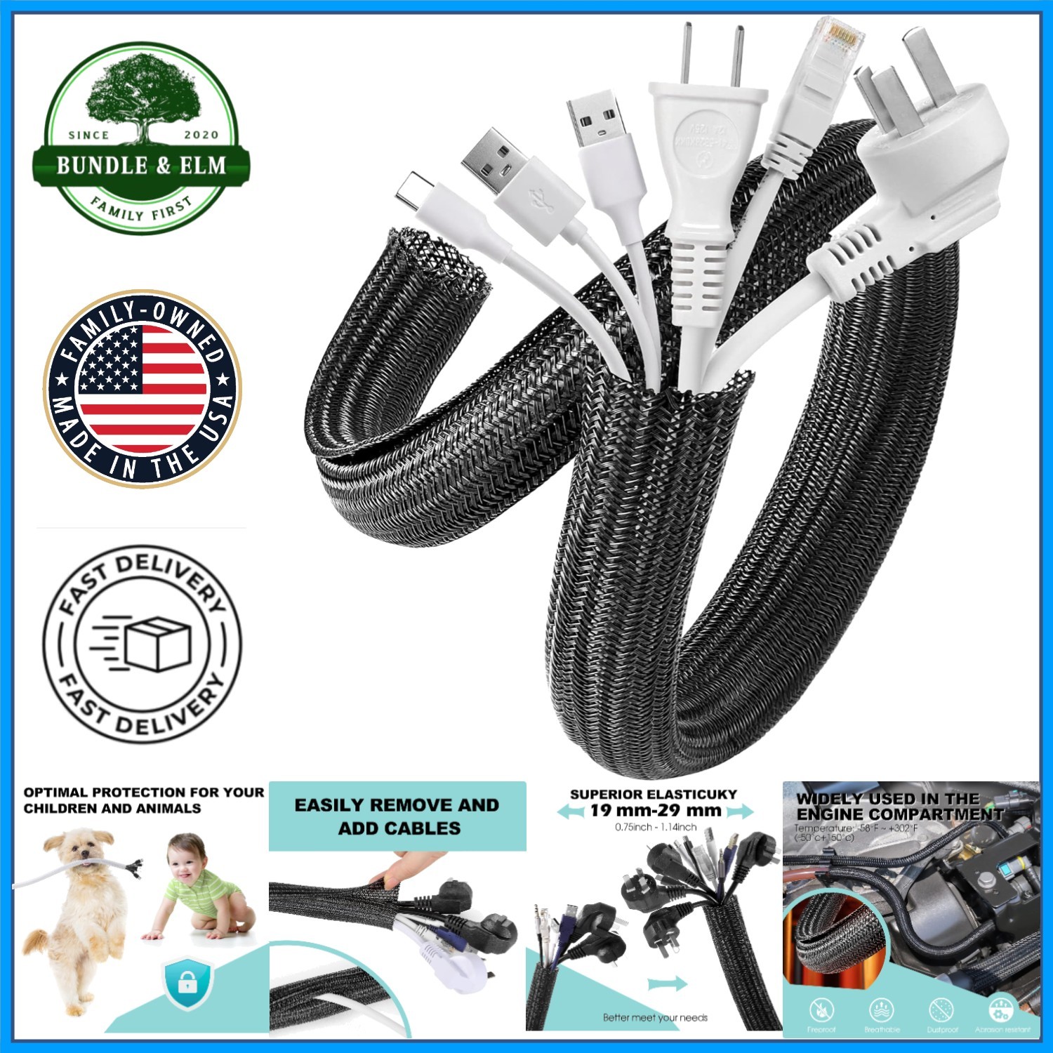 Flexible Cable Cover, 5ft Length, Safe Wire Hider for Pets & Kids Protection