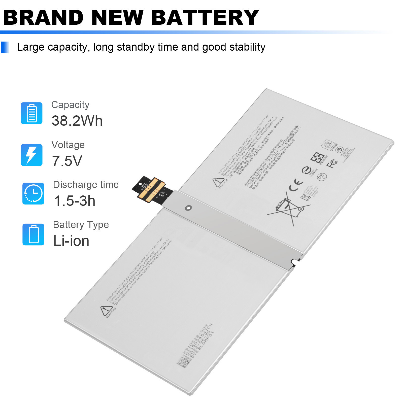 Replacement Battery DYNR01 For Microsoft Surface Pro 4 1724 12.3" Tablet 38.2Wh