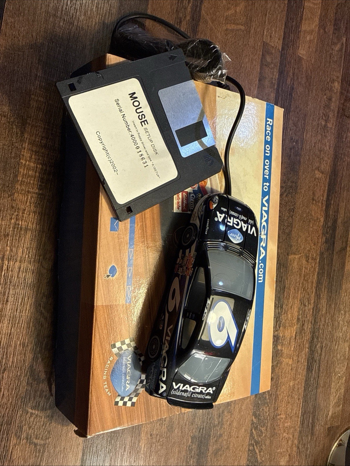 Vintage 2002 Pfizer Viagra Collectible Computer Mouse Nascar #6 Original Box