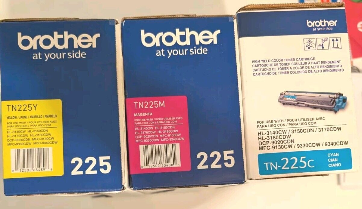 3 PK Genuine Brother TN225 HY Toner Set CMY OEM Original HL-3140 3170