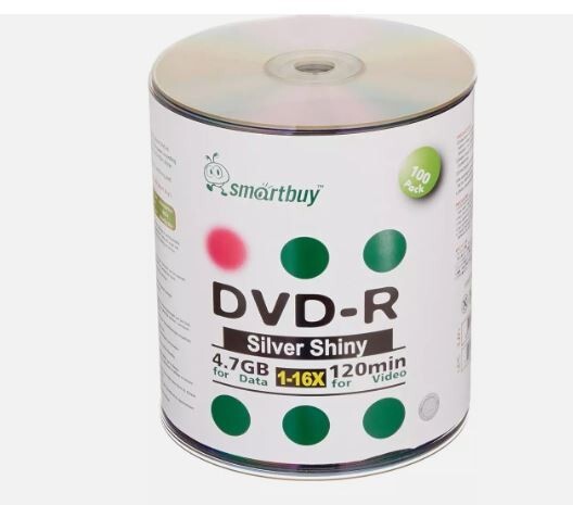 Smart Buy 100 Pack Dvd-R 4.7Gb 16X Shiny Silver Blank Data Video Movie Recordabl