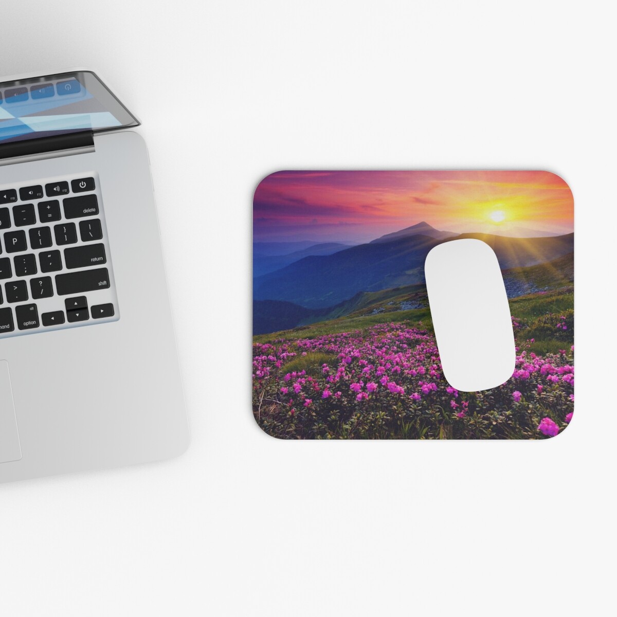 Mouse Pad (Rectangle) Cute Landscape Beautiful Flowers Sunset