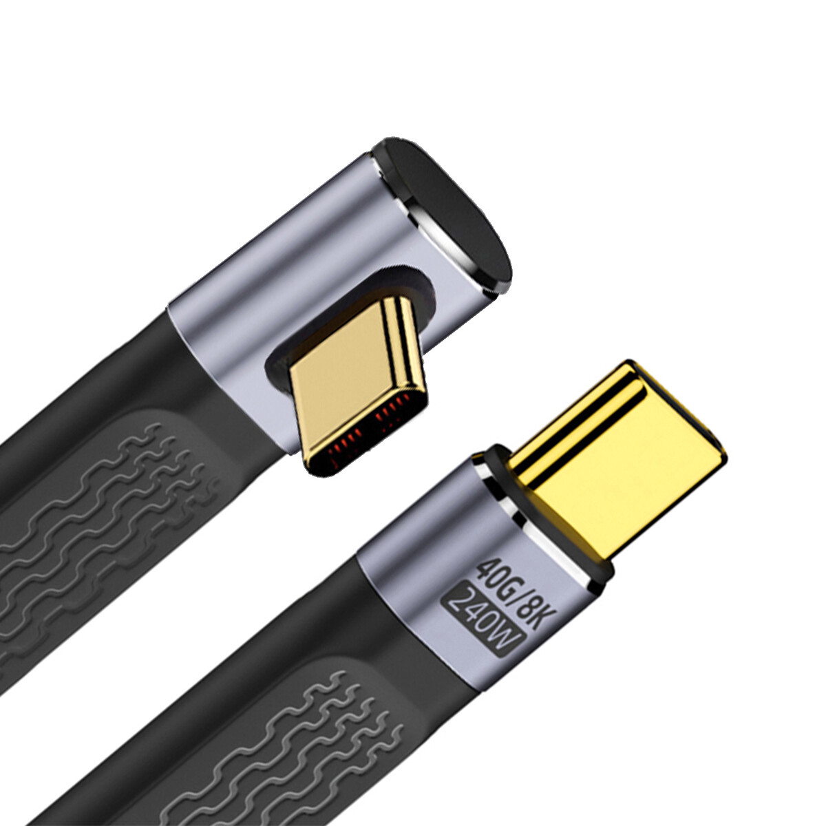 Cablecy Right Angled 240W Type-C USB-C USB4 40Gbps 100W 8K Flat FPC Data Cable