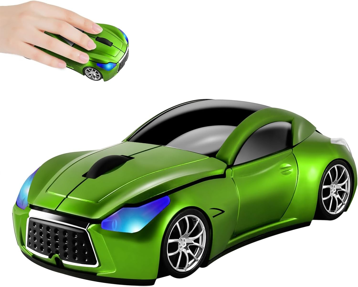 elec Space Cool Sport Car Shape 2.4GHz Wireless Mouse Optical Cordless Green