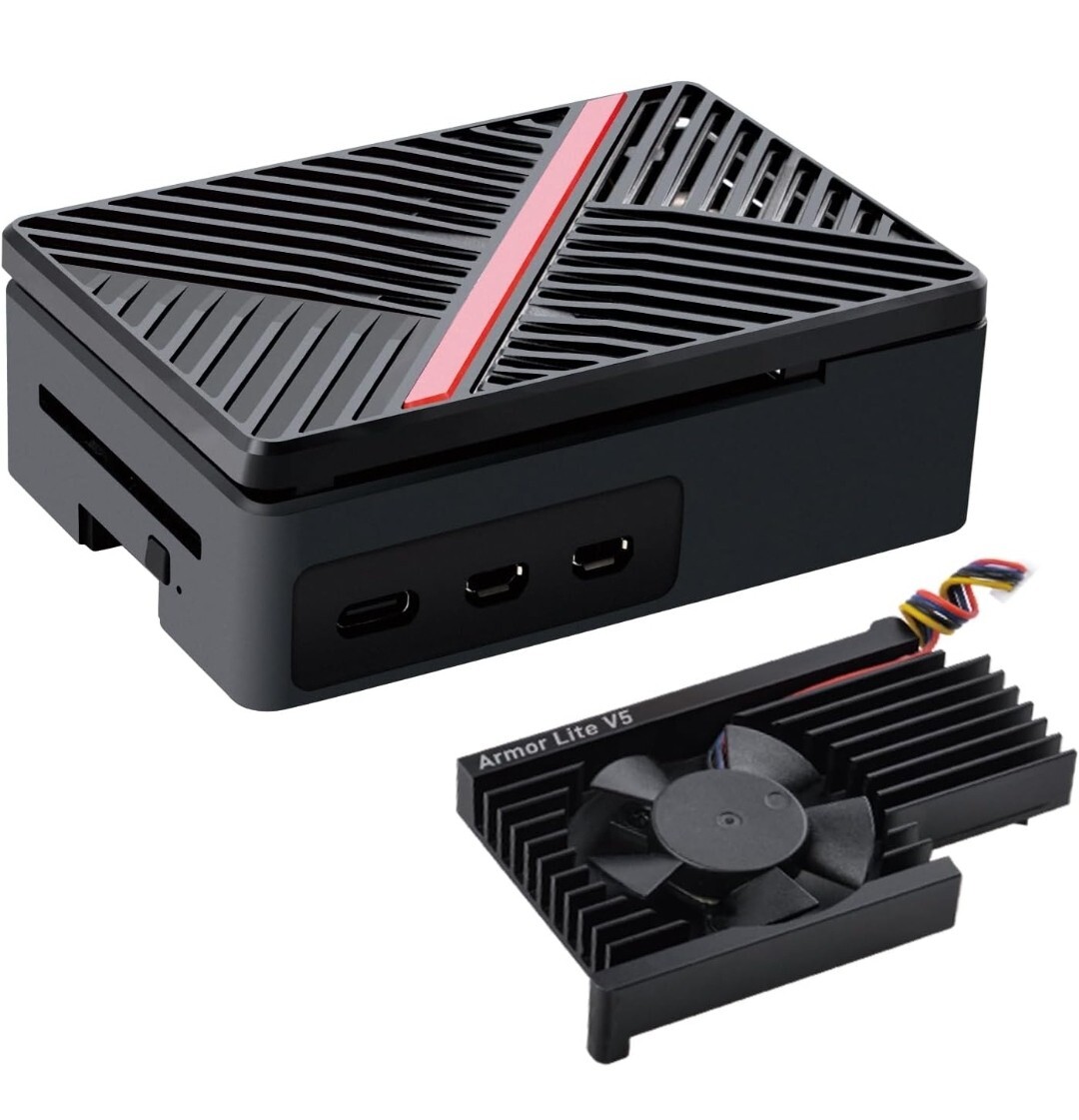GeeekPi Case for Raspberry Pi 5, ABS Case with Armor Lite V5 Heatsink Fan