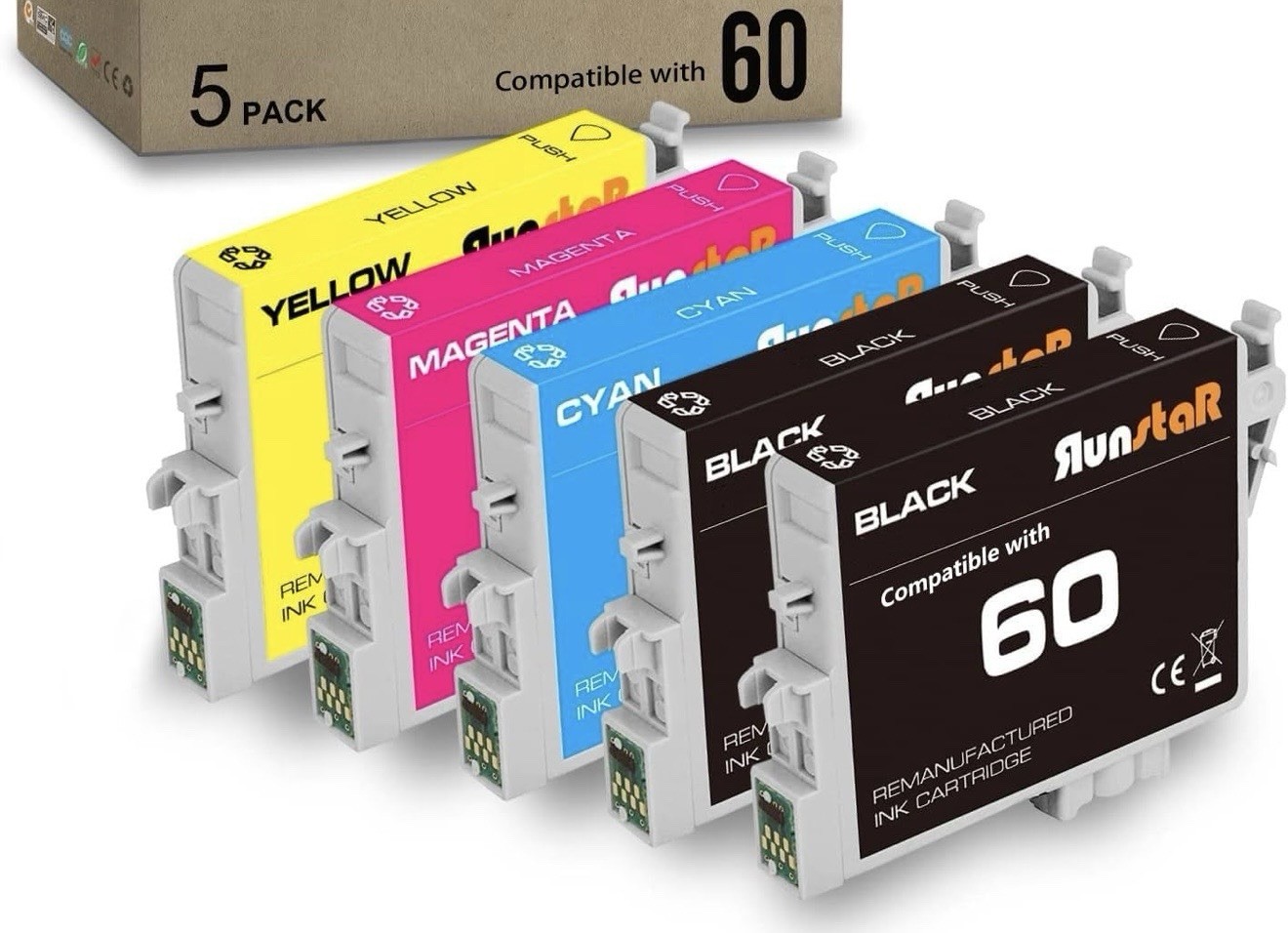 5PK Compatible Epson 60 Black Color Ink Cartridge for Stylus C88+ CX3800 CX3810