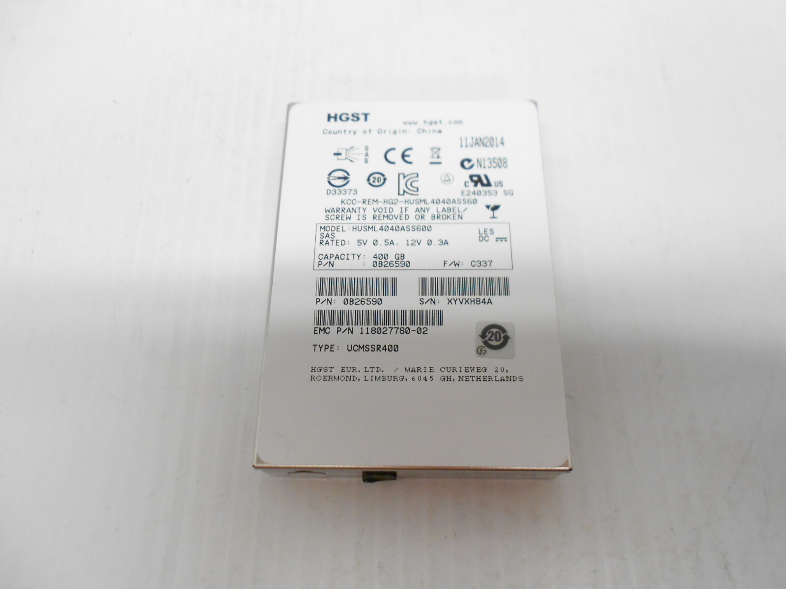 HGST 400GB SSD SAS 2.5" 6G Server Hard Drive Fits Dell / HP HUSML4040ASS600