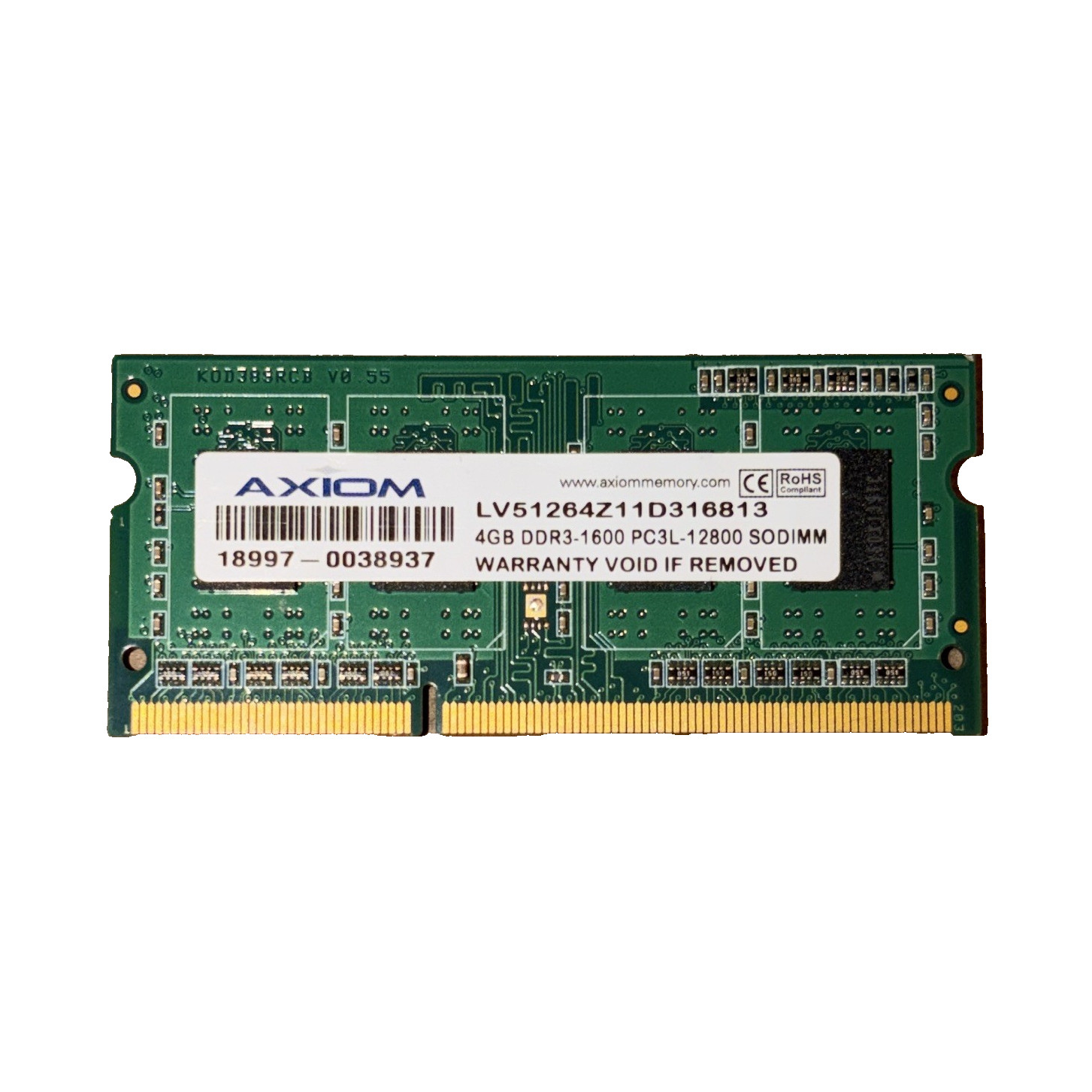 Axiom 4GB DDR3L-1600 SO-DIMM PC3L-12800 204-Pin RAM LV51264Z11D316813