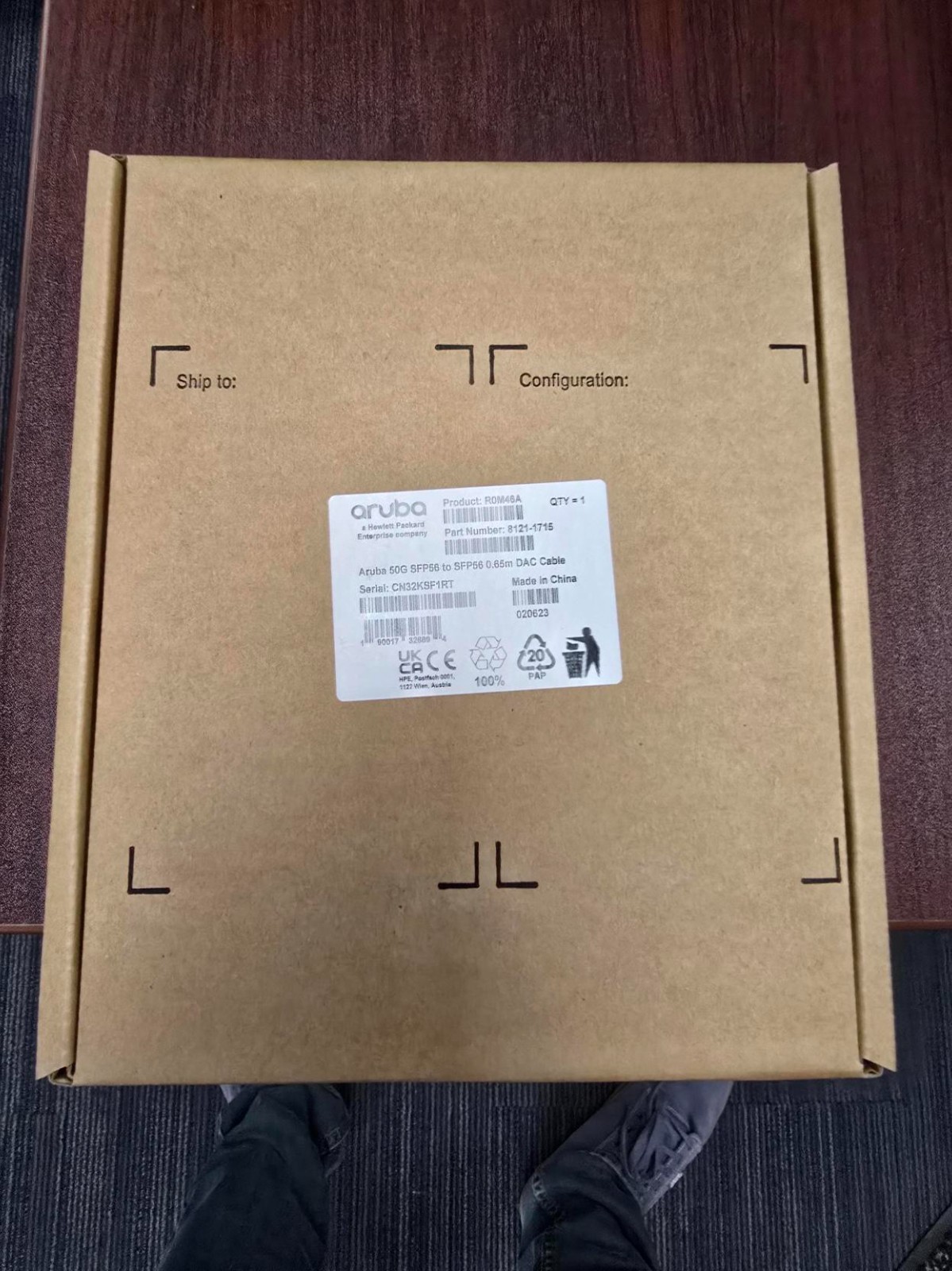 HPE Aruba 50G SFP56 to SFP56 (DAC) Cable R0M46A 8121-1715 NIB Sealed