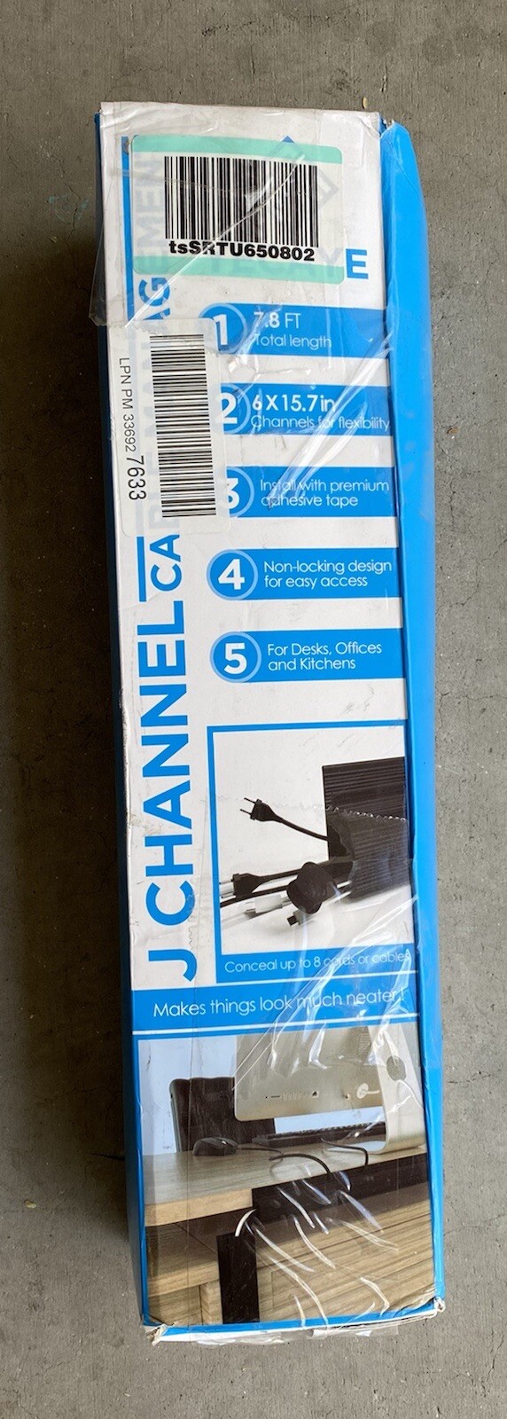Yecaye 94in J Channel 6 Pack 15.7in Cord Cable Organizer