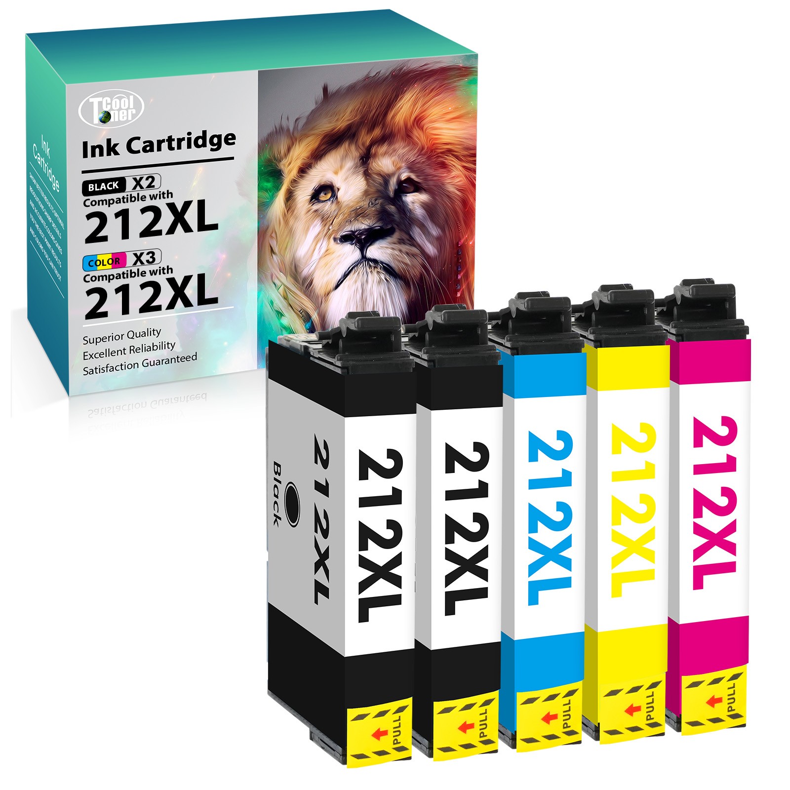5PK 212XL T212XL Ink Cartridges For Epson work with WF-2830 WF2850 XP-4100 4105