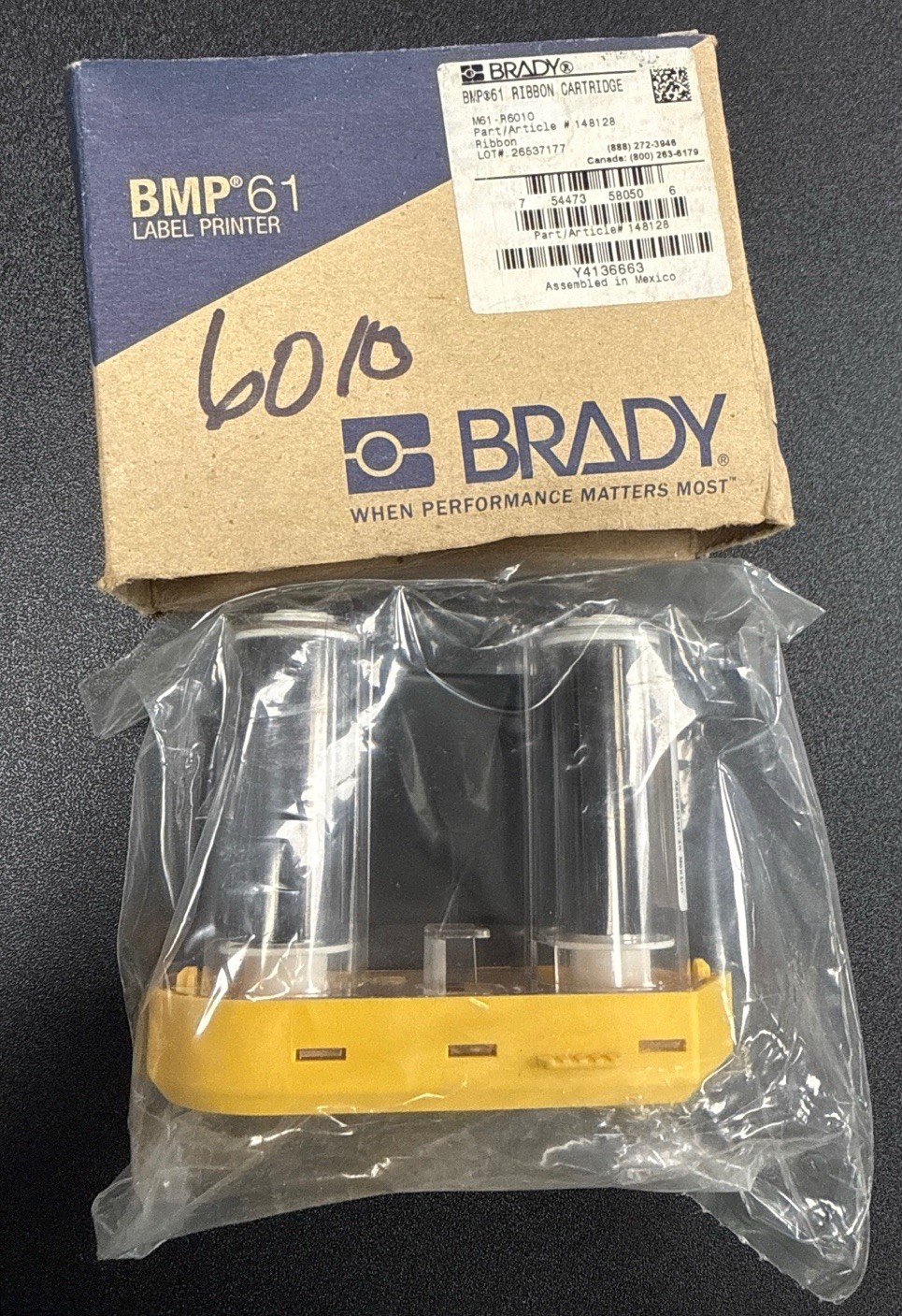 Brady M61-R6010 - R6000 Series Halogen Free Ribbon for M6 Printers (Black) NEW