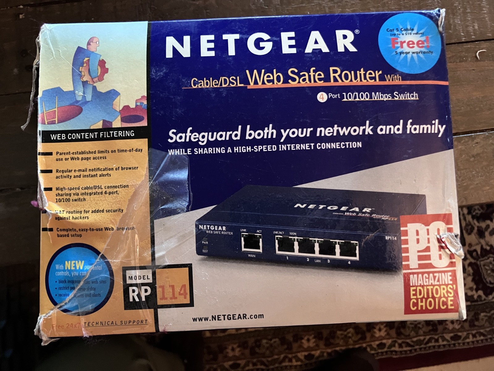 Netgear RP114 Web Safe Cable DSL Router,  100 Mbps 4-Port 10/100 Switch Open Box