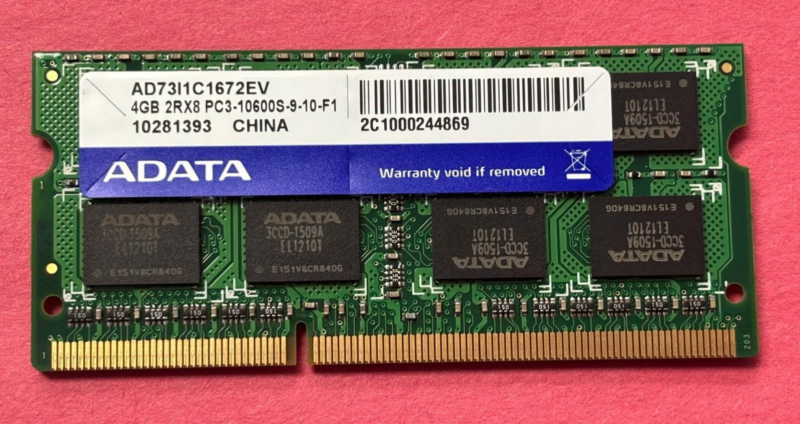 ADATA 4GB 2Rx8 PC310600S COMPUTER RAM MEMORY AD73I1C1672EV G2U