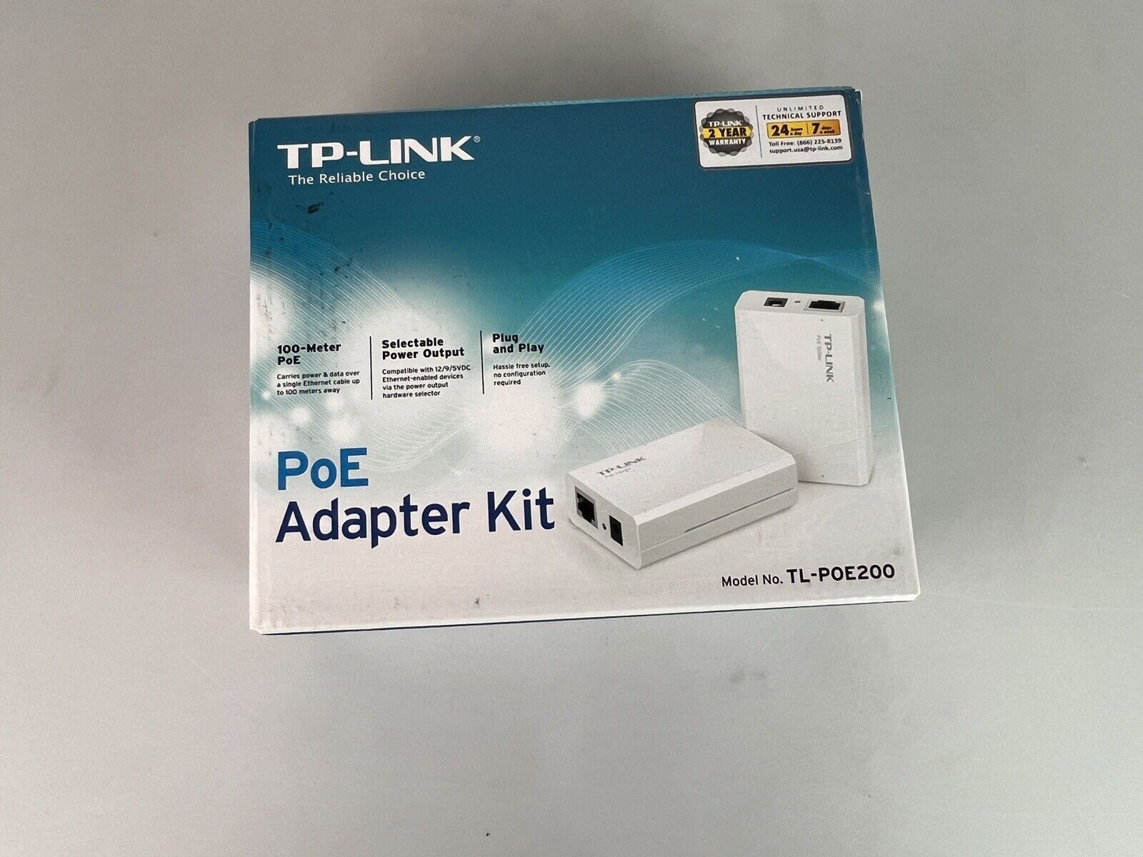 TP-LINK TL-POE200 Power over Ethernet Adapter Kit Rj45 100meter Selectable Power