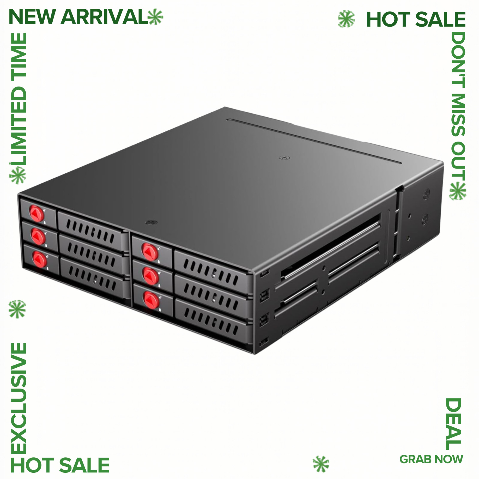 NEW SATA HDD SSD Hot Swap Cage 6 Bay Hard Drive Dock 5.25 Inch with Fans