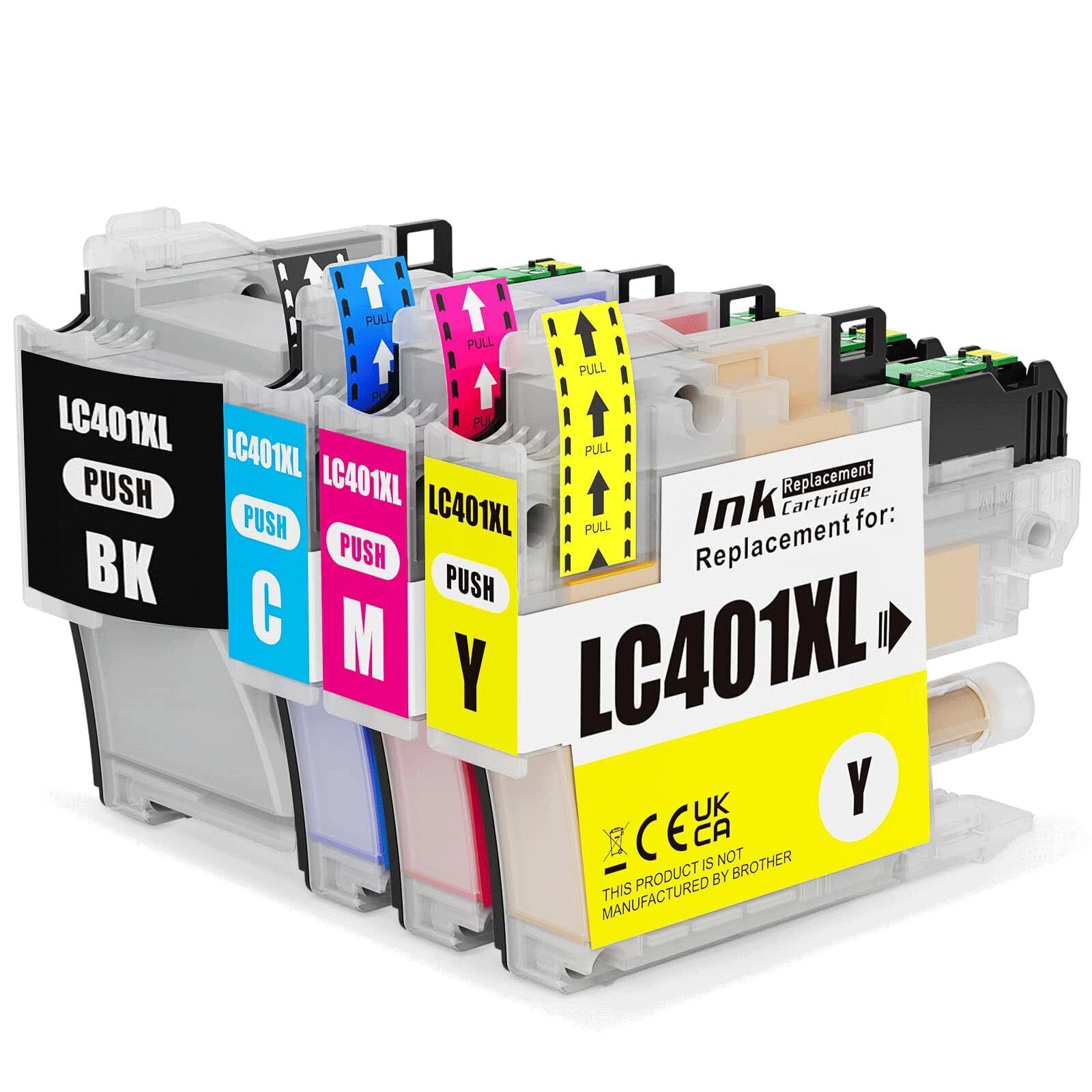 LC401XL Compatible Ink Cartridges for Brother MFC-J1010DW, 4 XL Packs