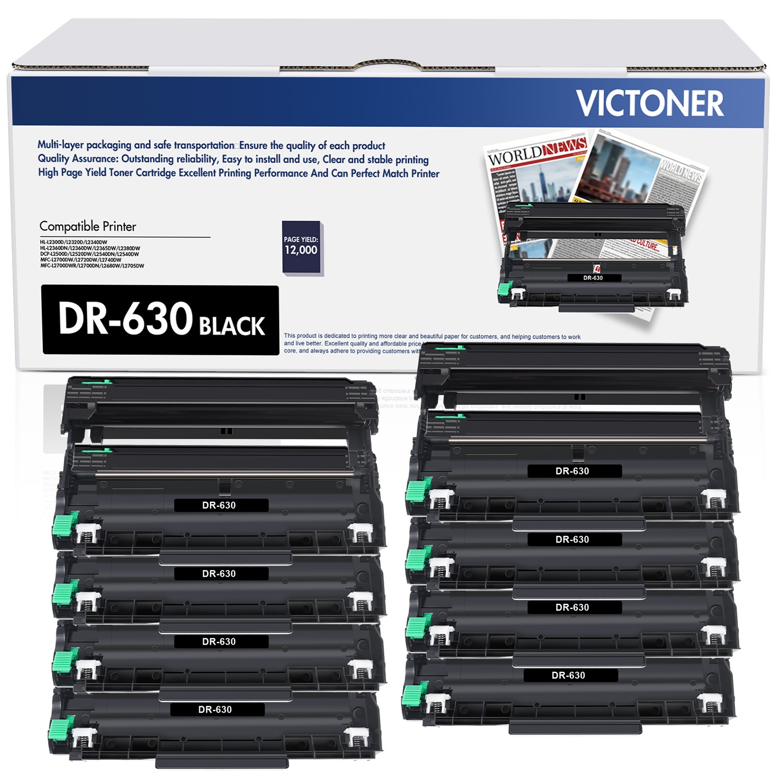 8x DR630 Drum Unit For Brother MFC-L2700DW MFC-L2300D DCP-L2540DW DCP-L2520DW