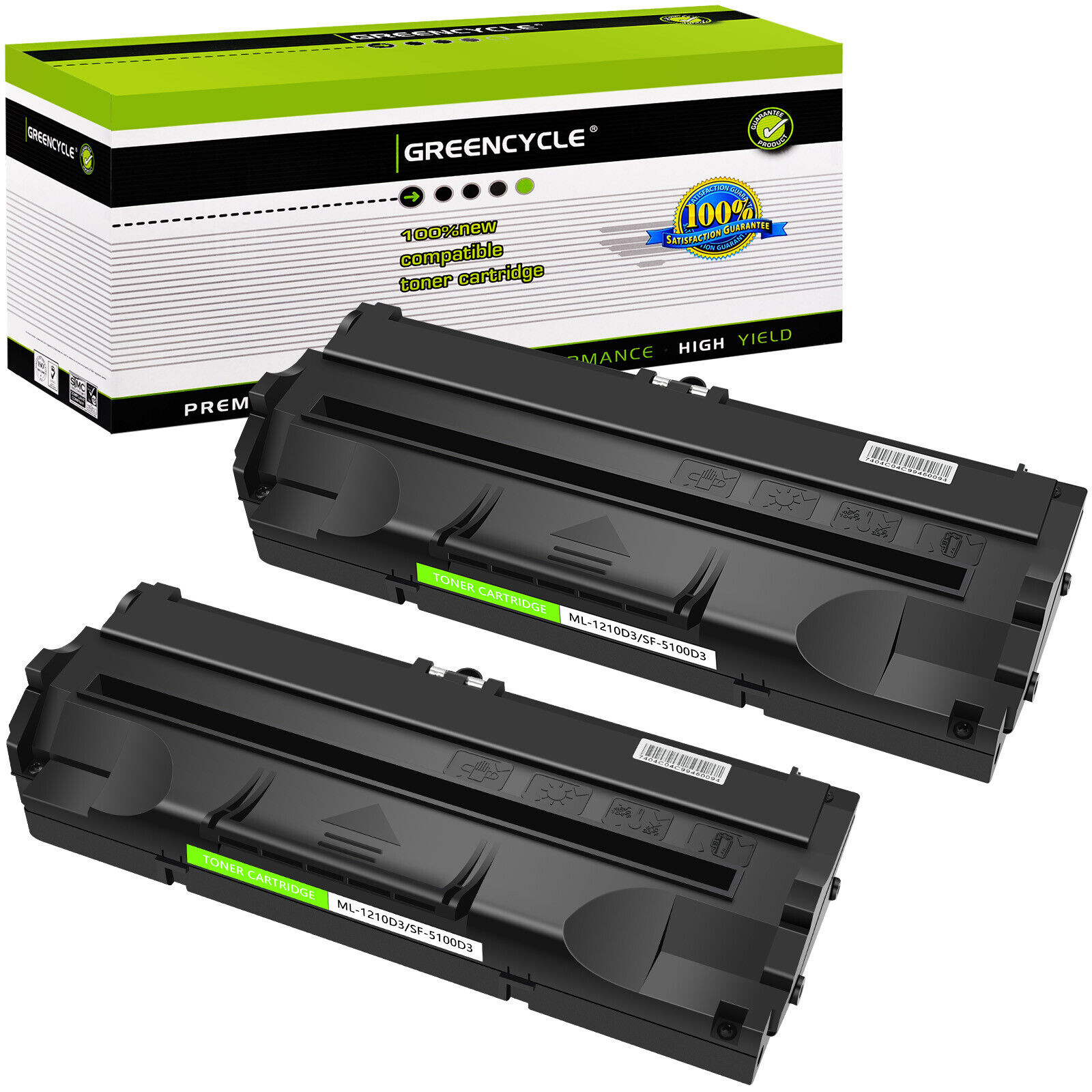GREENCYCL 2PK ML1210 Toner Cartridge Compatible For Samsung Lexmark Optra E210