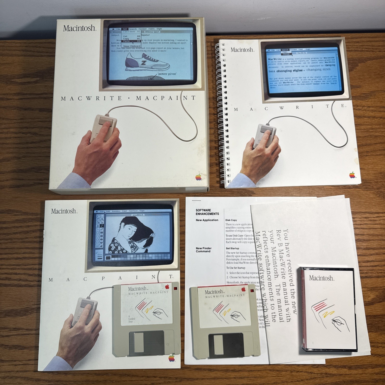 VTG RARE 1984 Macintosh 128K M0001 MacWrite MacPaint BOX Set 1st Mac Software